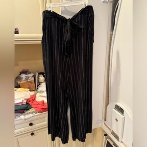 Wilfred Black Pinstripe Wide-Leg Tie-Waist Pants